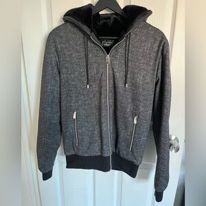 Zara Men's Gray Hooded Velor/Dressy Jacket